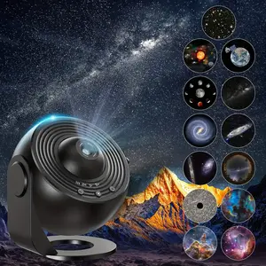 Valentine's Day gift   Nexillumi 3D Galaxy Projector Night Light with 13 Movie Planetarium, Modern Aurora Star Projector, Timing & Rotation Function, Remote Control, White Black, Space & Audio Device