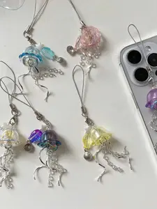 Transparent Metal Acrylic Arc Romantic Phone Chain Keychain, Suitable for Earphone Box Bag Phone Keys, Stylish Accessory for Daily Use, Cell Phone Charm, Phone Decoration, Cellphone