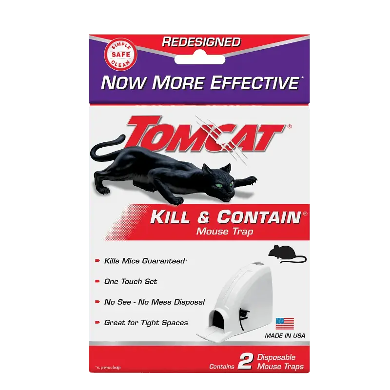 Tomcat Kill & Contain Mouse Trap - Covered No-See, No-Touch Disposal, for Indoor Use, 2-Pack