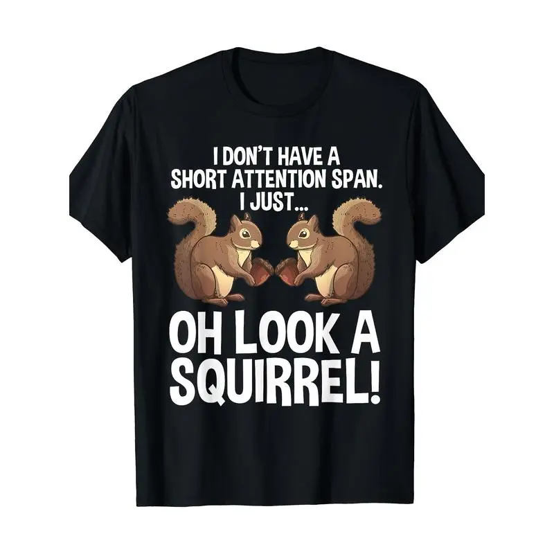 Menswear Short-Sleeve Soft Streetwear T-Shirt - Funny ADHD Squirrel Design for Chipmunk Pet Lovers, Shortsleeve, Tshirt, Casual, Classic, Cotton