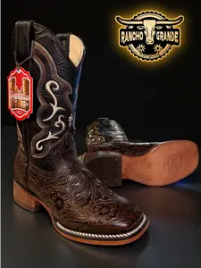 408 Botas Vaqueras para Mujer Piel genuina Punta Cuadrada Rodeo/ Genuine Leather Cowgirl Boots Square Toe