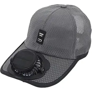 Adult Summer Solar Powered Hat with Fan, Unisex Breathable Mesh Sun Protection Cap, Outdoor UV Shield Duckbill Hat for Men and Women, Hat with Solar Powered Fans, Solar Chargeable Hat, Solar Charging Hat, Cooling Sun Cap