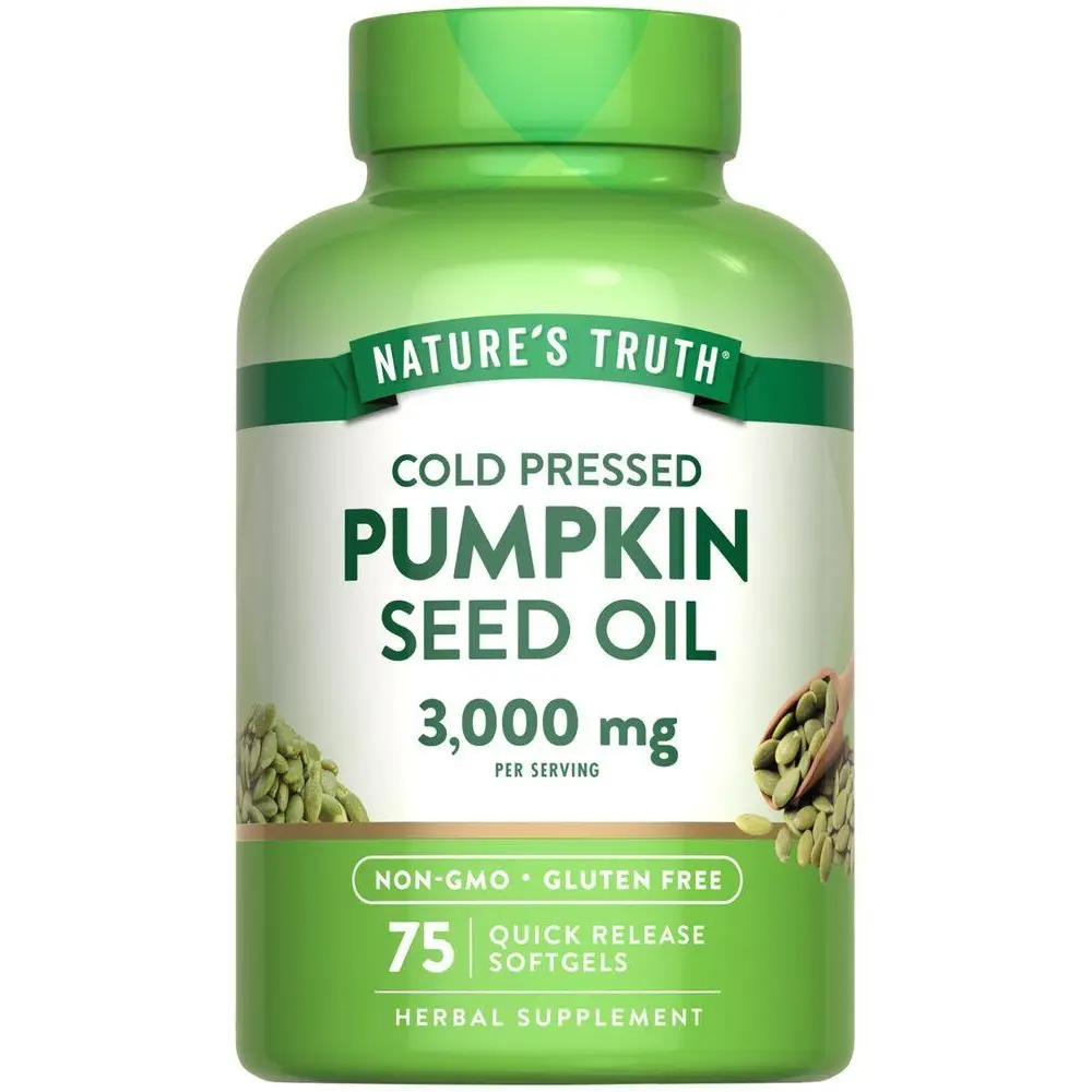 Nature's Truth Pumpkin Seed Oil Softgels - 3000mg - 75 Count - Non-GMO & Gluten Free Supplement