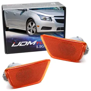 iJDMTOY Amber Lens Front Bumper Side Marker Lamp Housings For 2011-2015 Chevrolet Cruze