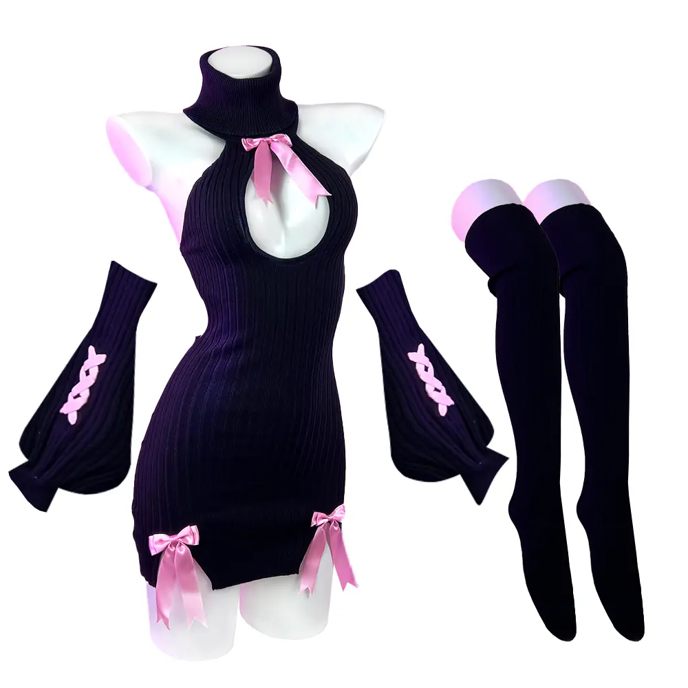 KORURACLUB Women Bow Sweater 3 Piece Set Soft Knit Party Outfit KORURACLUB Women Bow Sweater 3 Piece Set Soft Knit Party Outfit