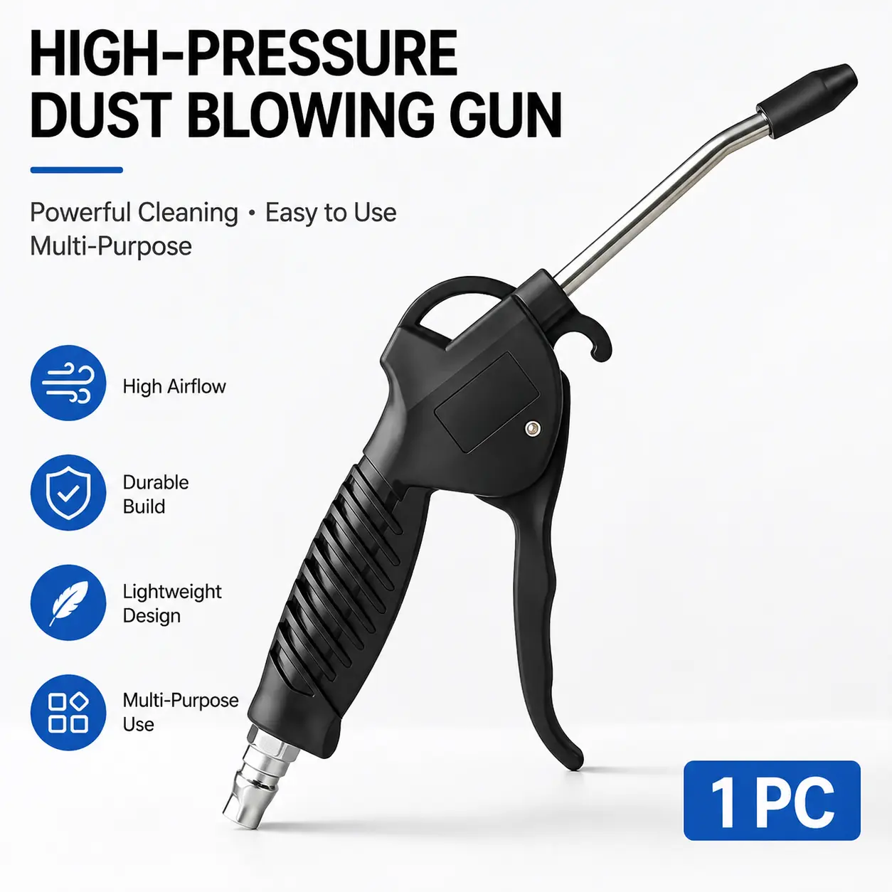 Summerwins Industrial Pneumatic Dusting Gun, High-Capacity Air Compressor Accessory with Protected Nozzle & High Airflow Optimized Structure, Durable Professional Cleaning Tool for Industrial Sites, Home Garage, Cleaning Sites