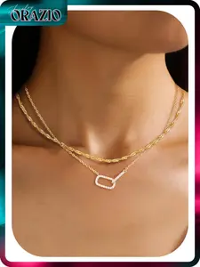 ORAZIO Layered Gold Necklaces for Women Non Tarnish, Dainty 14K Gold Plated Cubic Zircon Necklace Stack Layering Chain Necklace Stackable Cute CZ Pendant Choker Necklace for Women