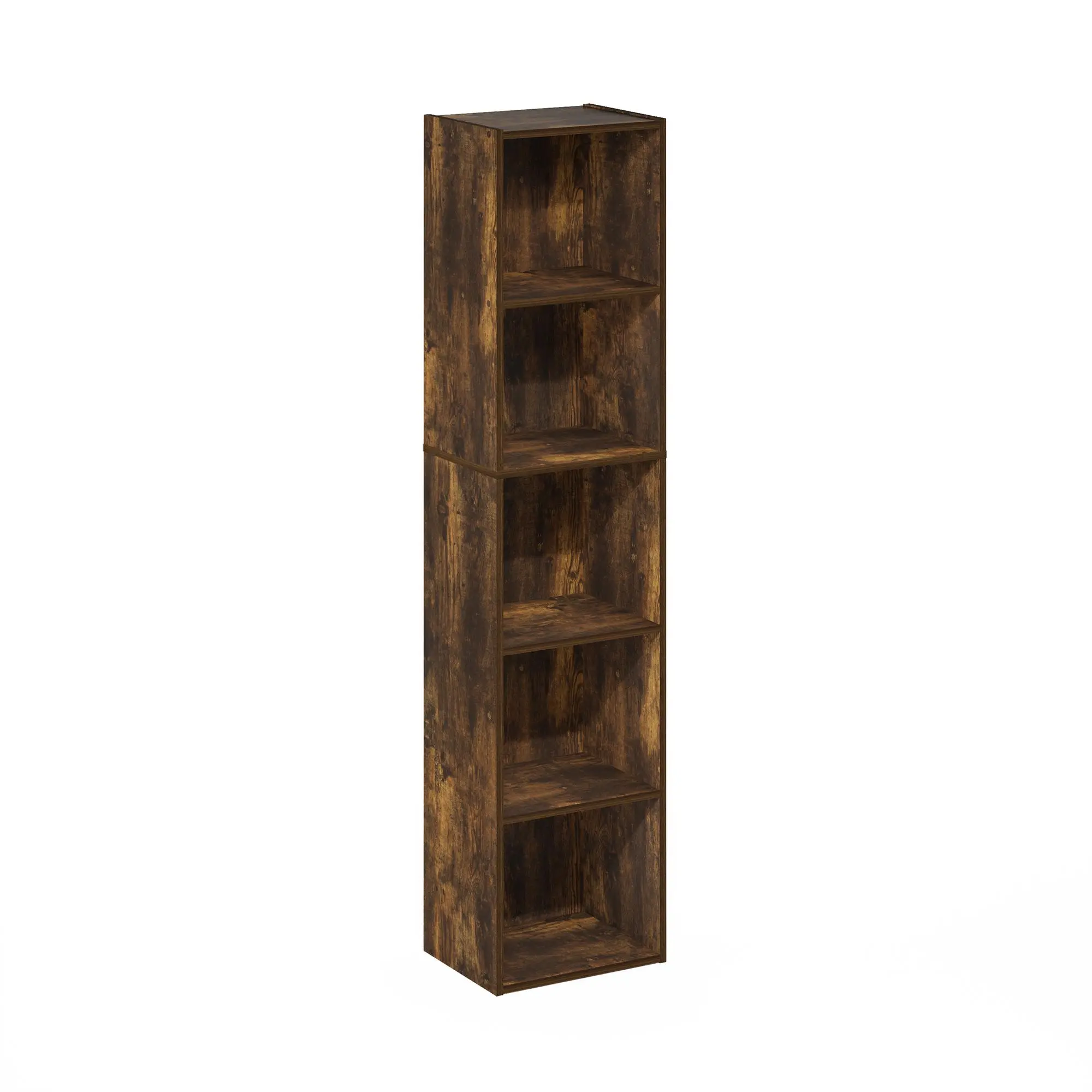 5-Tier Durable Composite Wood Bookcase - Clean Aesthetic, Space Saving Furniture, 12(w)x52.1(h)x9.3(d)in, 10lbs per Shelf, Open Shelves, Do It Yourself Assembly, for Living Room, Small Room Ideas, Book Nook Collectibles Display