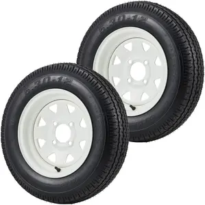 2 Pack 5.30-12 5.30x12 530-12 Trailer Tires with 12 inch Rims, 4 Lug on 4 inch, Center Bore 2.83 inch, Multi-Function Utility Trailer Tire for Travel/Cargo/Boat/Horse/Farm/Lawn Mower