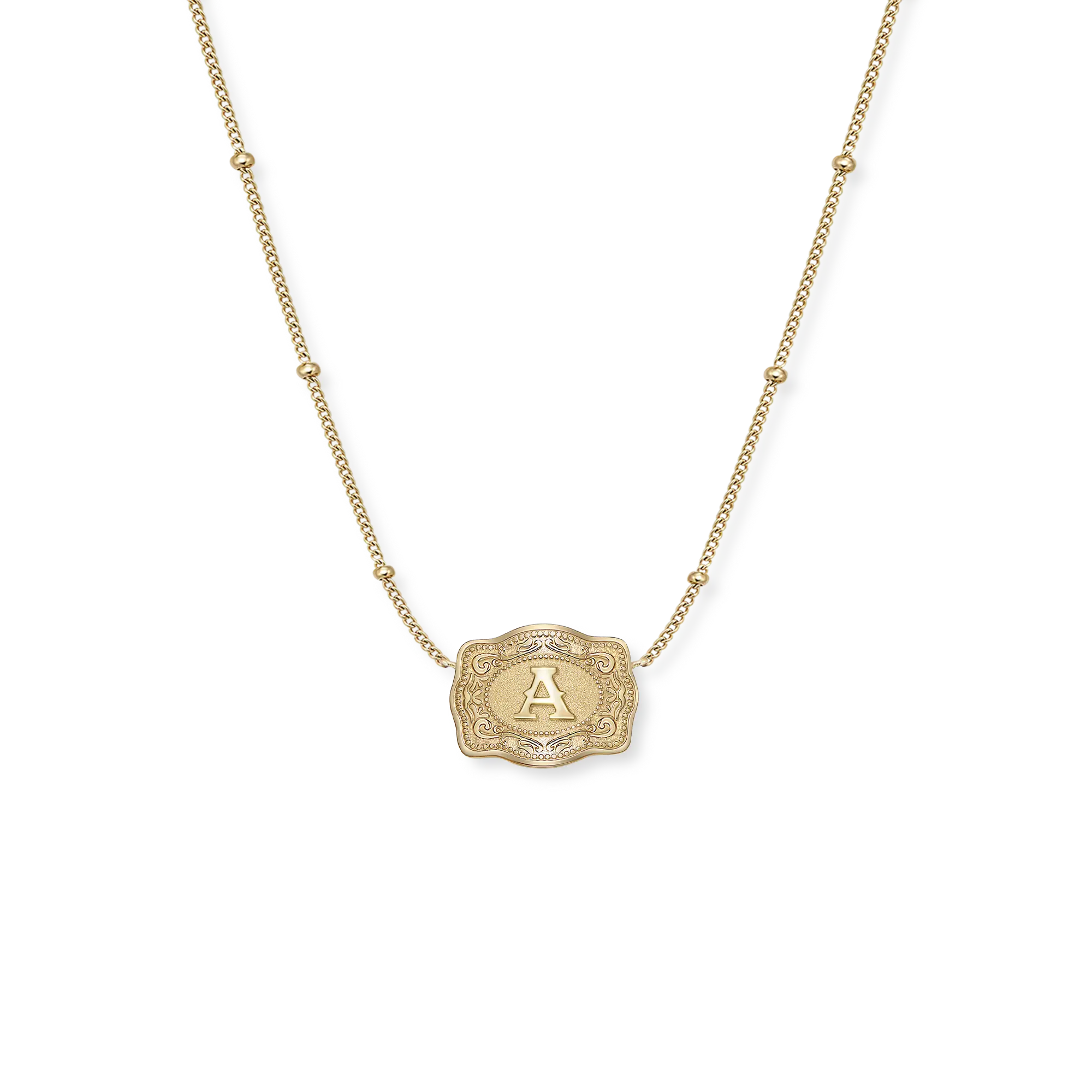 SpurWest Ultra Mini Belt Buckle Necklace (Initial) - Gold