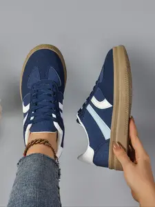 Women's Retro Colorblock Sneakers, Trendy Walking Sneaker, Soft Sole Casual Shoes for Daily Wear & Outdoor Activities, Plus Size Comfortable Footwear