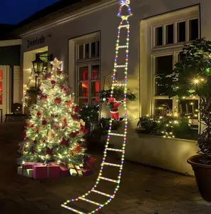 （Christmas LED Ladder Lights Clearance Sale）Santa Claus Climbing Ladder LED Lights - Christmas Decor for Window & Yard | Waterproof Holiday String Lights with Bell