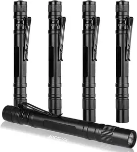 5 count Led Pen Flashlight 1000 Lumens Lamp Clip Mini Black 507 Pocket Penlight Flashlight   by 2 AAA ( Not Included)