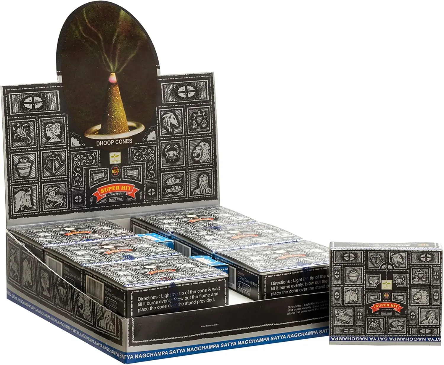Satya Dhoop Cones – 6 Fragrances, 144 Cones Total (24 Cones Each) – Natural Incense for Meditation, Relaxation & Home Fragrance