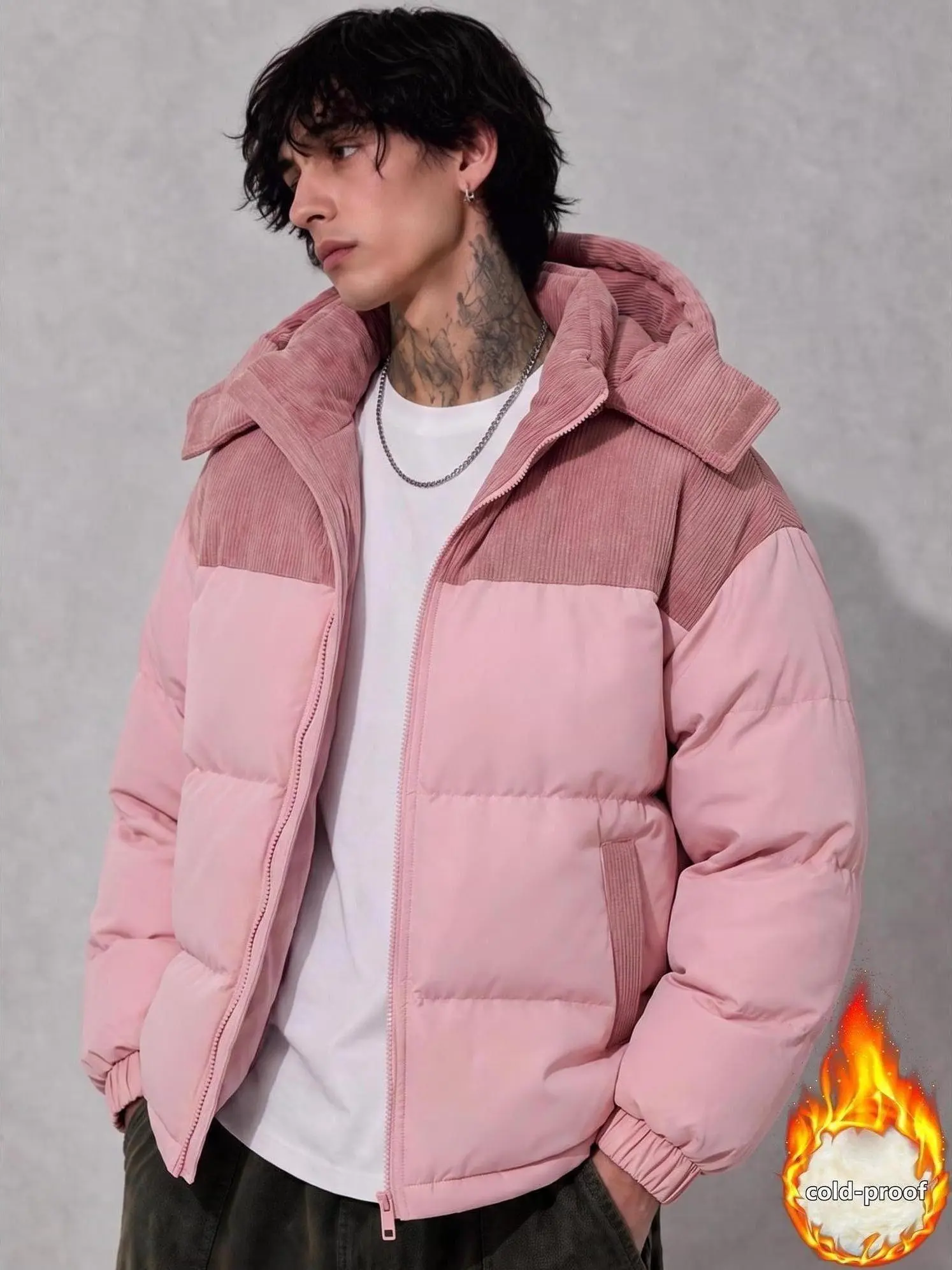 Men’s Winter Puffer Jacket Thick Warm Hooded Coat, Cold Weather Windproof Outerwear, Oversized Streetwear Bubble Jacket for Men, Casual Daily Wear Jacket, Cozy Lightweight Winter Coat for Outdoor Travel & Work