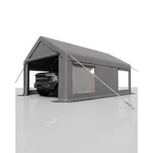 12x20 Ft Heavy-Duty Portable Carport Garage, 200g PE All-Weather Canopy Tarp, 2 Roll-Up Doors & 4 Side Windows, Multi-Purpose Outdoor Storage Shelter for Pickup Trucks, SUVs, Boats & Outdoor Events