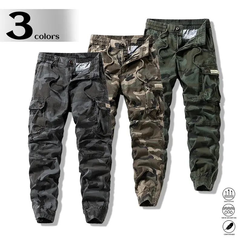 Clean Gent Men’s Summer Lightweight Camouflage Cargo Pants, Jogger Style, Durable and Breathable Cotton Fabric, Camouflage Pattern Design, Suitable for Work