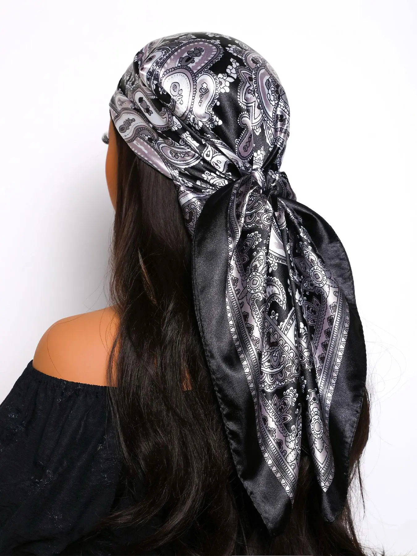 Women's Ditsy Floral Print Square Scarf, Paisley Print Scarf, Hijab Turban, Casual Soft Comfortable Boho Style Shawl for Daily Wear, Fashion Boho Accessories for Women & Girls, Boho Floral Scarves
