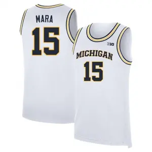White #15 Mara Michigan Style Basketball Jersey, College Mesh Tank Top, Breathable Athletic Shirt, Game Day Fan Apparel, Sports Gift