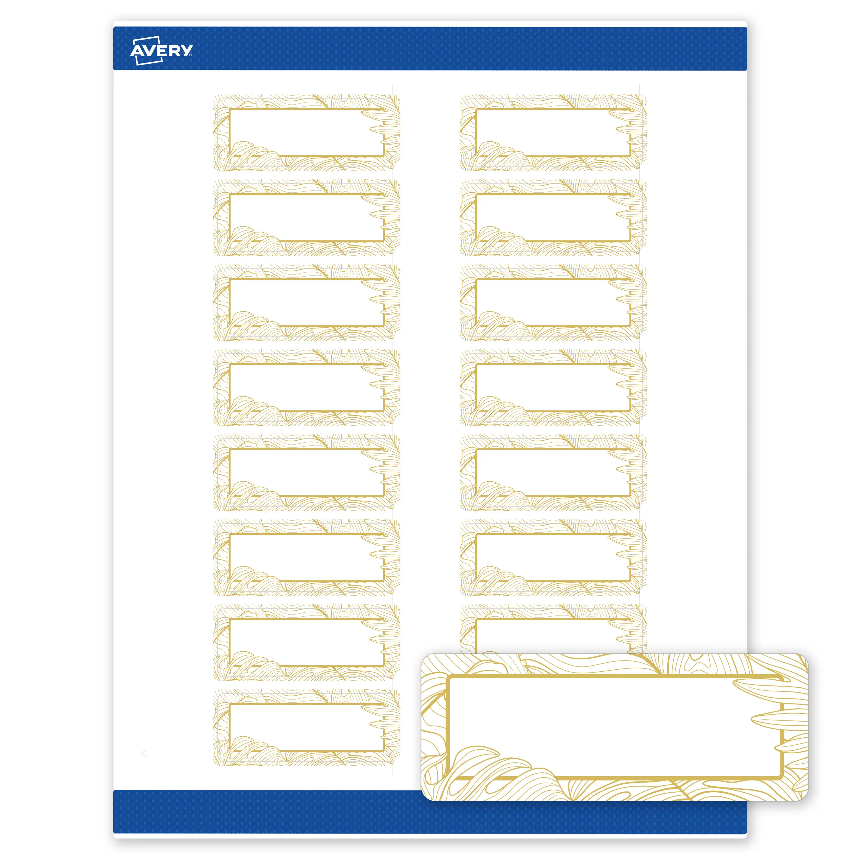 Avery Printable Rectangle Address Labels with Sure Feed Technology, Pre-Printed Gold Florals, Matte White, 1" x 2-5/8", Laser & Inkjet Compatible, 160 Total, Great for Branding, Marketing, and Events