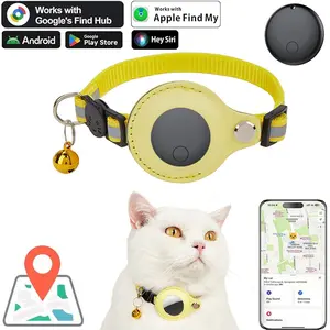 Smart Mini Cat Pet Tracker, Airtag Cat Collar Breakaway, Reflective Kitten Collar with Airtag Holder and Bell, Lightweight Hidden Holder