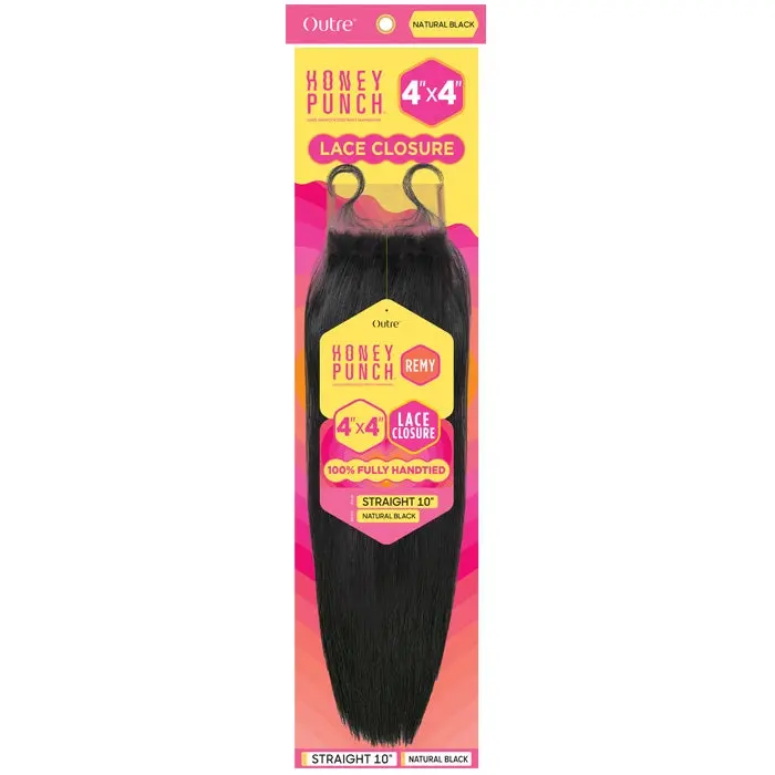 Outre Honey Punch 100% Unprocessed Remy Human Hair 4x4" Lace Closure - STRAIGHT 10/12/14"