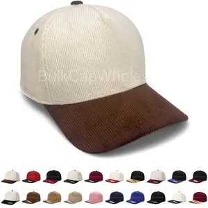 Baseball Cap Snapback Adjustable Size Corduroy Hat 5 Panel