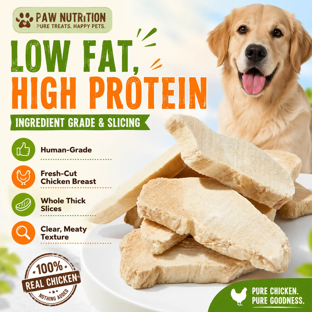 Freeze-Dried Chicken Neck And Chicken Breast Dog Treats, Tasty Natural Snacks For Small & Medium Dogs And Cats, Perfect For Training And Daily Chewing