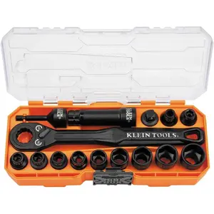 65400 KNECT 15-Piece Pass Through Set, SAE Set with MODbox Case, Sockets, Bits, Accessories and 3/8-Inch Drive Adapter