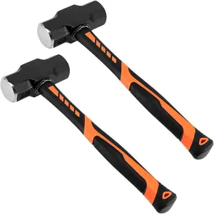 2 Pack 4 lb Small Sledge, 4 Pound Mini Sledge, Head and 12 Inch Long Shock-resistant Fiberglass Handle, Duty Stoning Club