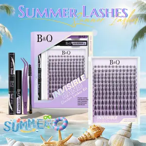 Fairy Lash Kit l B&Q Ultra-Thin Invisible Band Wispy Manga Individual Clusters,C Curl for DIY Eyelashes Extension,Waterproof Sleep Proof,Week Long Lasting Fake Lash Cosmetic Makeup Spiky Anime Lash Outdoorfun Vacation Lash Dolly Mother Gift #SummerVibes