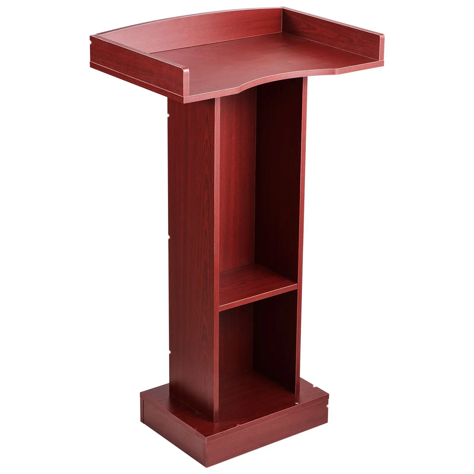 41-Inch Elegant Wooden Lectern Podium Stand With Storage Shelf For Classroom And Church Presentations, Durable Maple Finish, Sturdy Steel Reinforced Frame, Adjustable Reading Surface, Cable Management, Perfect For Lectures