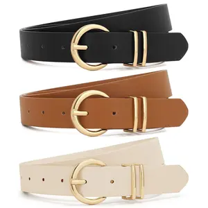 3 Pieces 110/105cm Women Belts Set For Jeans Dresses Pants Ladies Leather Waist Belt with Gold Buckle,Halloween Party Gifts,Hand Tools Kits