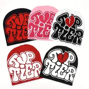 Y2K Beanie for Women & Men - Letter Graphic Goth Knitted Winter Hat, Warm Hip Hop Grunge Streetwear Accessory for Trendy Fashion Lovers