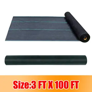 3FTx100FT Weed Barrier Fabric 5oz Premium Garden Landscape Fabric Heavy Duty Easy Setup Ground Cover for Yard Garden Flower Bed Outdoor Project Black High Density Polypropylene Material - Vegetable Patch with Supplier Warranty - Plants Yard Protection