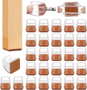24 Pcs Square Chair Leg Floor Protectors, Felt Furniture Pads for Hardwood Floors, Chair Leg Protectors for Hardwood Floors, Floor Protectors for Chairs, No Scratches and Reduce Noise