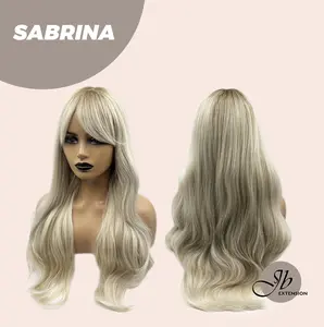 JBEXTENSION 26 Inch Dark Root Light Blonde Curly Women Wig With Bangs SABRINA