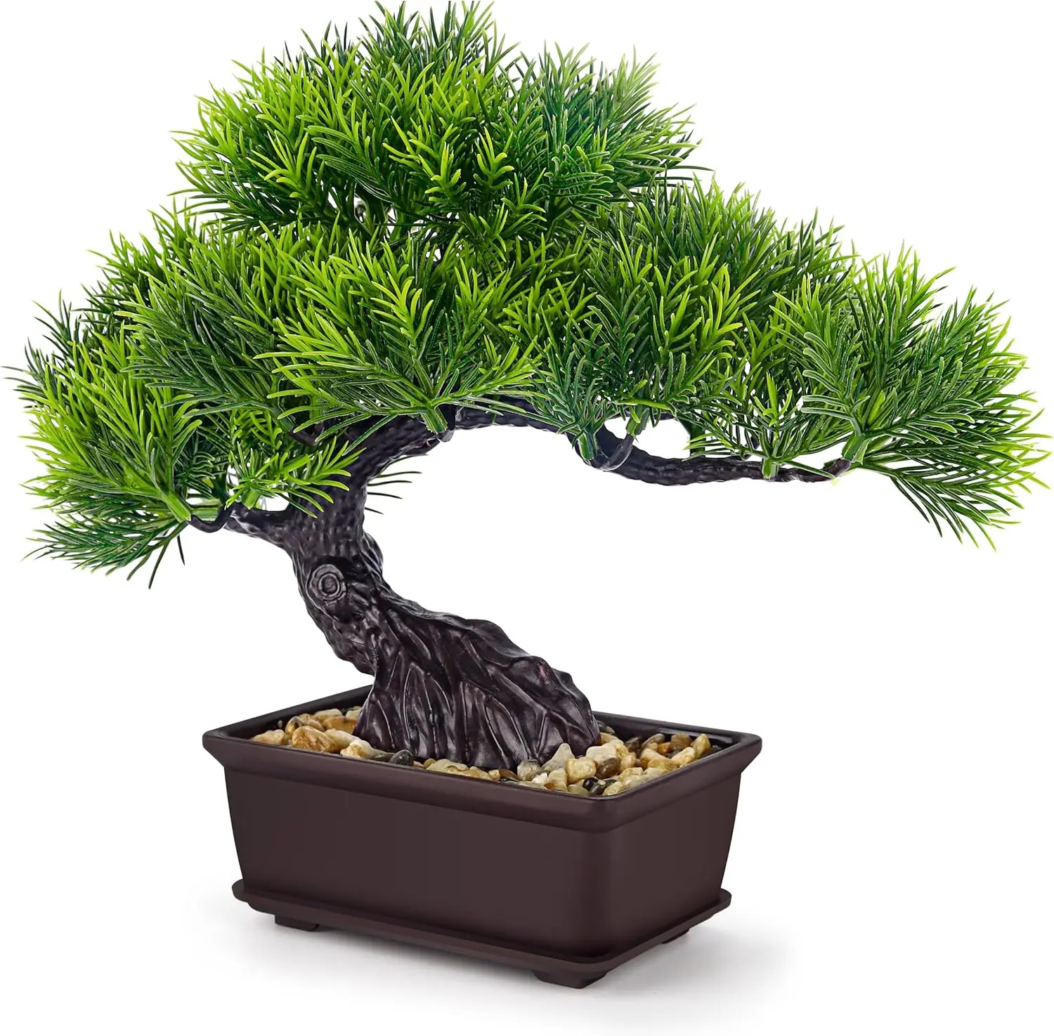 Der Rose 8-in Compact Natural-Look Synthetic Pine Bonsai Tree - Artificial Plants for Home Office Desk Decor, Window, Zen Garden Plant Decor - summerwins Mid Year Sale