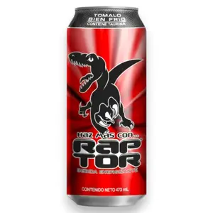 Raptor Bebida Energizante Alumino 16 oz Guatemala Cerveceria Nacional Authentic Central American Flavor 473 mL