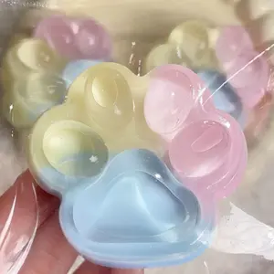 Three Colors Rainbow Cat Claw Squishy Stress Relief Fidget Toy, Soft Cute Cat Paw, Slow Rebound Pinch Decompression Squeeze Toys, Kids Birthday Gifts