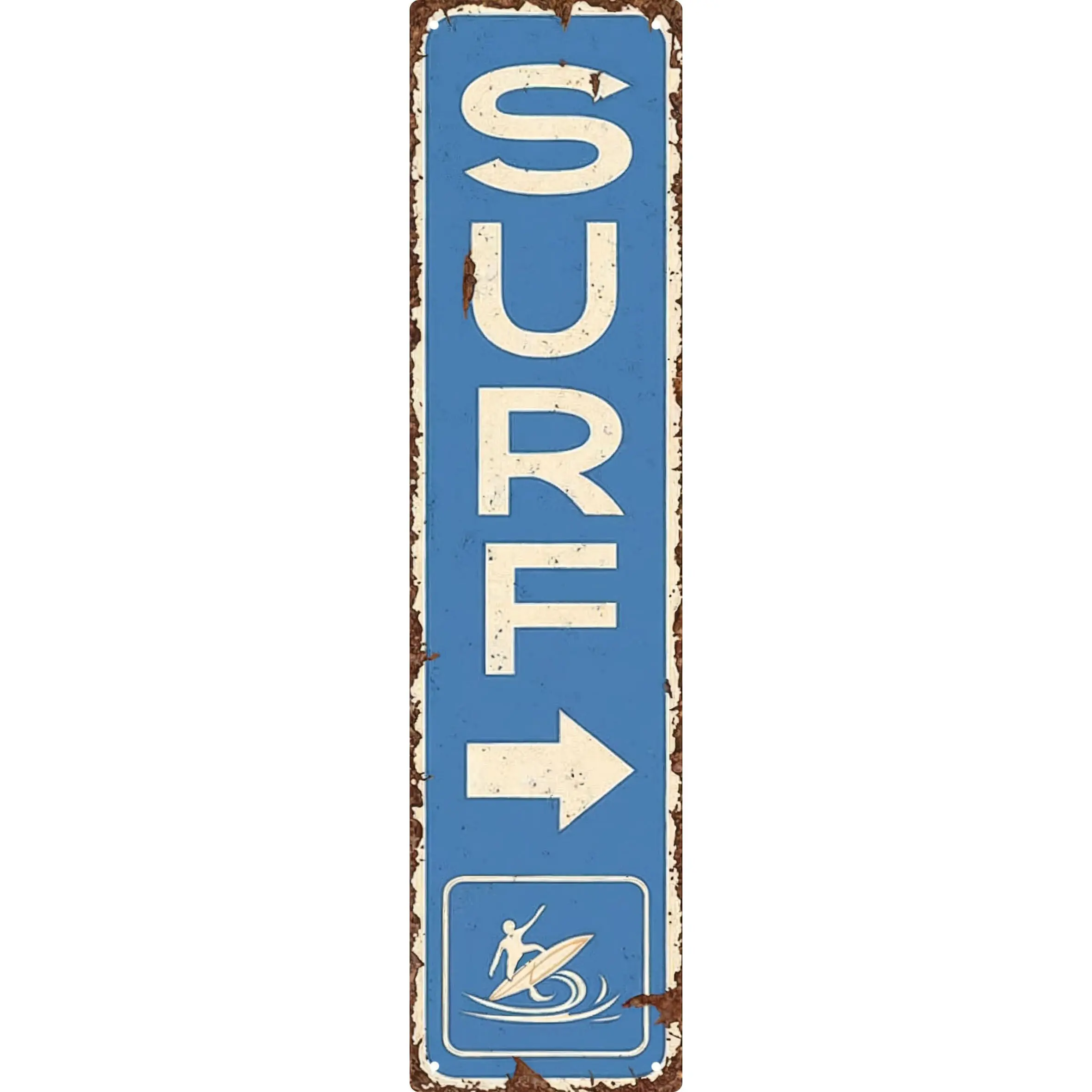 Retro Nautical Surf Decorative Metal Tin Sign - 4x16 in Lightweight Hanging Wall Art, Durable Home Bar Kitchen Decor, Ideal Funny Gift for Decor Lovers & Outdoor Use