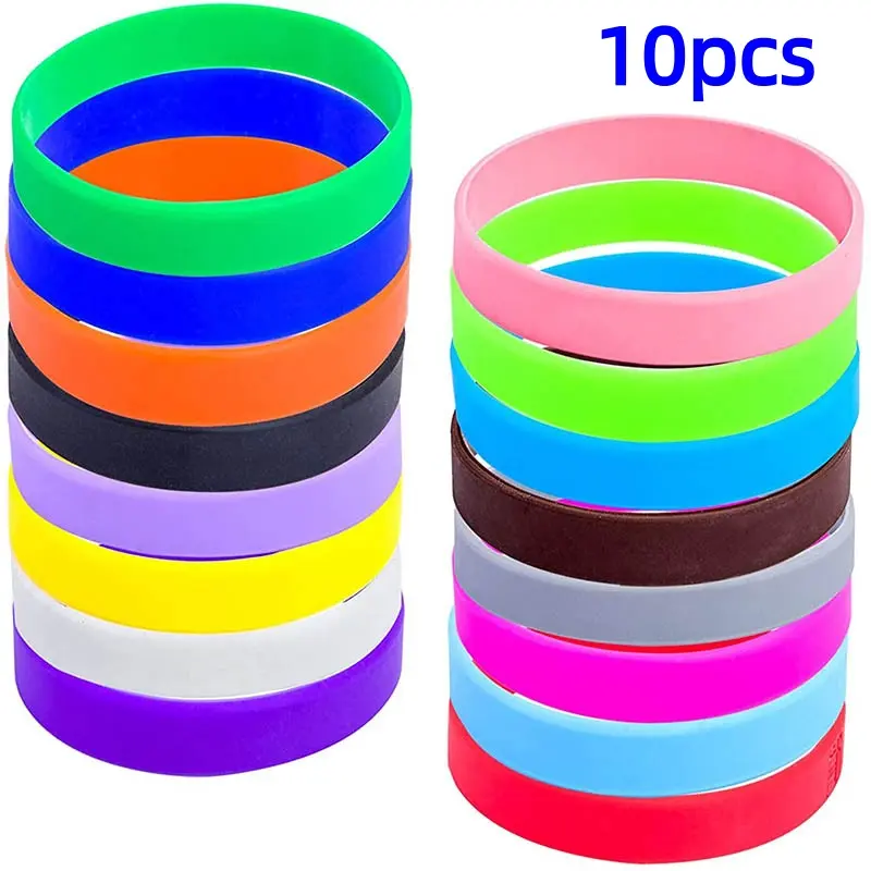 10 Pcs Silicone Wristbands, Elastic Sports Rubber Bands for Party Decoration, Party Favors, Solid Color Silicone Bracelets, Bracelets Stack, Event Gift Wristbands, Christmas Gifts, Bracelet Set