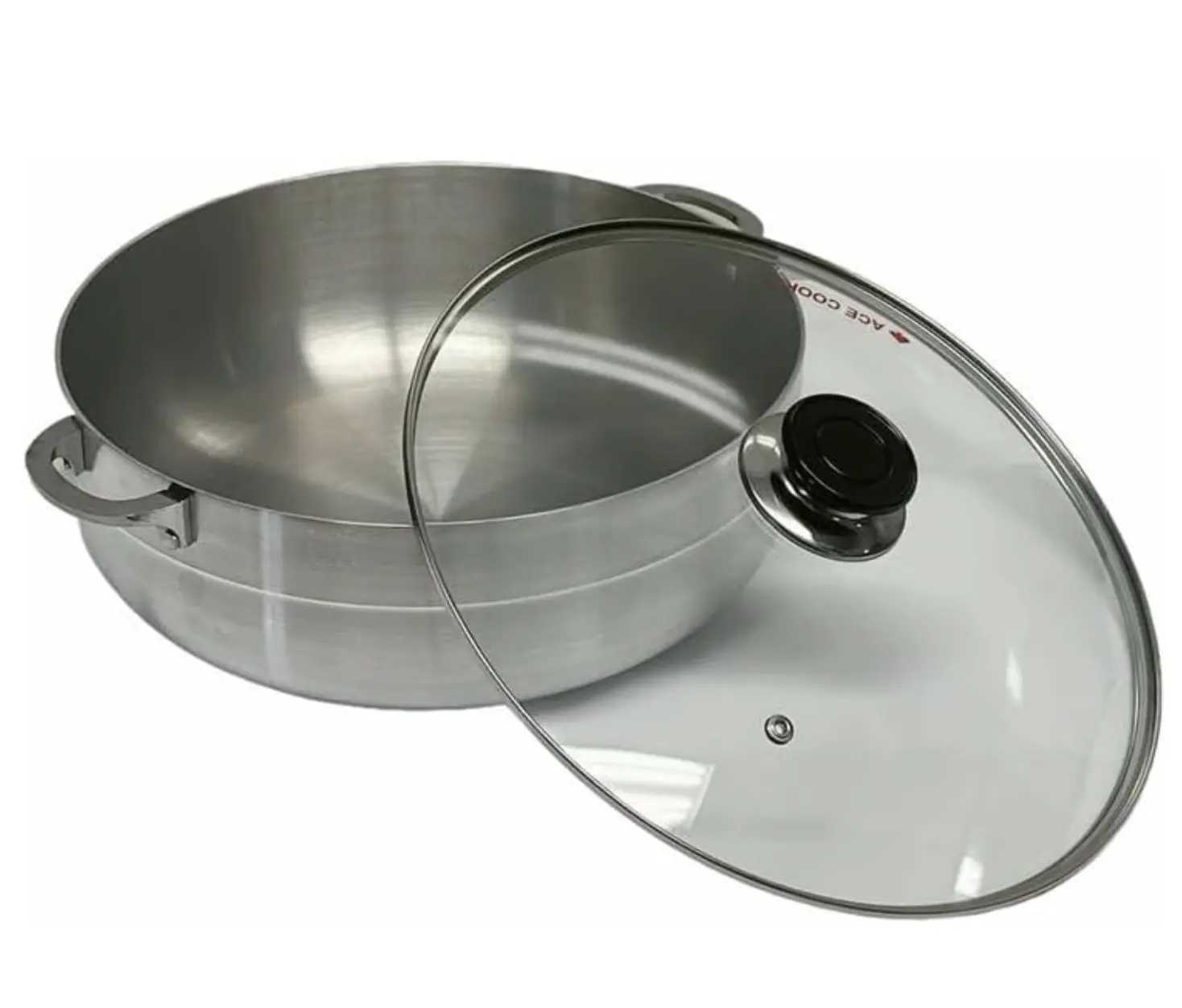 8 Qt Aluminum Caldero Stock Pot, Cooking Dutch Oven With Glass Lid,Satin Finish