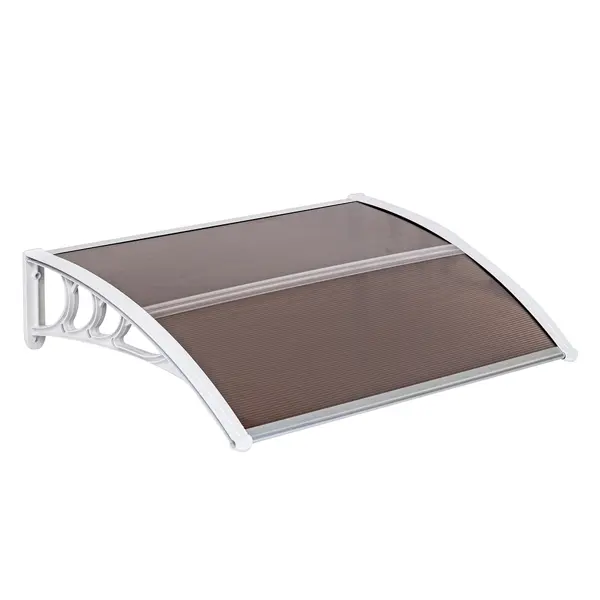 HT-100 x 80 Household Application Door & Window Rain Cover Eaves Brown Board & White Holder ABS Polycarbonate Durable Canopy