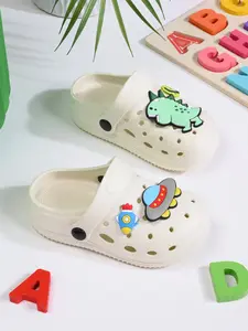 Summer New Holey Shoes, Cute Thick Sole Anti-Slip Beach Resort Pool Party Sandals, Cartoon Decor Baby Slippers, Boy Indoor Outdoor Flip Flops