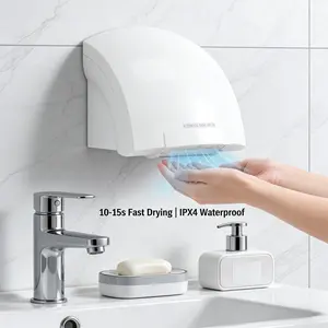 1200W Automatic Hand Dryer Infrared Induction 98.43ft/s Wind Speed IPX4 Waterproof Hot Cold Air Wall Mount for Home Commercial Use