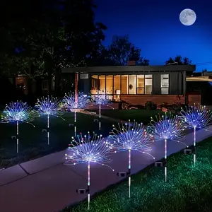 2//4/6 pack, solar powered garden decoration fireworks light, 120 LED lamp beads, outdoor waterproof lawn light, summer camping party atmosphere light