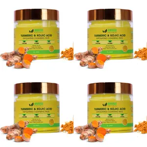 AMVital Turmeric Kojic Acid Liquid Cleansing Pads (4 Packs) - Alcohol-Free Deep Facial Cleanser, Exfoliates, Brightens, Targets Pigmentation for Comfortable Facial Care