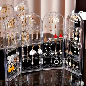 240 Hole Transparent Acrylic Earring Display Stand, Large Capacity Oval Jewelry Storage Rack, Durable Plastic Construction, Durable Storage Organizer, Home Jewelry Organizer
