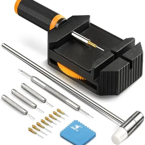 Jorest 9pcs Watch Link Removal Kit - At-Home Bracelet Resizing & Replacement Tool Set with Watch Strap Holder, Short/Long Replacement Punch Needles, Pin Remover, Hammer, Adjuster, User Manual (Fathersday Gift), Punch Pins